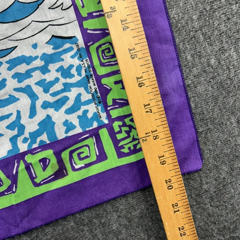 1990 Teenage Mutant Ninja Turtles Surfing Cowabunga Bandanna Handkerchief